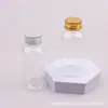 Botella de aluminio corta y robusta con tapa de rosca, tapa de aluminio de 60 ml, adecuada para dispensar tónico, botella para cebo de 60 ml, botella para aceites esenciales, botella para desmaquillante
