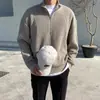 Suéter cárdigan de otoño con media cremallera para hombre, estilo coreano, casual y elegante, versátil, de punto con cuello alto, chaqueta de cuello alto