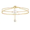 Amazon Elegante Cadena Simple Clip de Papel Pulsera Perla Nicho Versátil Joyería de Mano Nuevo Regalo para Mujeres