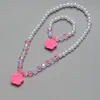 Conjunto de Colar de Pérolas Infantil Acessórios Fofos para Daminhas Pulseira de Contas Anel Brincos Amor Joias Atacado