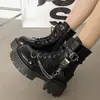 Botas Martin de Cano Alto com Solado Grosso Estilo Britânico, Estampa de Grou Branco Doce e Fresco, Botas de Motocicleta Versáteis Pretas, Nova Chegada Outono 2026 para Mulheres