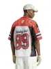 Camiseta de Manga Corta de Jersey con Estampado Digital en V y Bloques de Color para Hombre de la Marca de Moda de Verano Jie Zhan.
