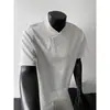 Venta Directa de Fábrica Camiseta de Manga Corta con Cremallera Diagonal Cosida y Cuello Alto para Hombre Verano Nuevo Estilo Americano Tendencia Holgada Casual