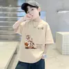 Camiseta de Algodão Tendência com Manga Curta para Meninos, Top Estampado para Bebês e Crianças Pequenas, Roupa Infantil da Moda