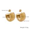 Pendientes de Acero Inoxidable con Galvanoplastia al Vacío en Forma de C, Aros Exagerados de Textura Estilo Europeo y Americano, Pendientes de Diseño de Nicho para Mujer