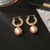 Pendientes de Perla de Moda Estilo Tweed Estilo Elegante de Dama Coreana Pendientes Elegantes Pendientes Populares Sencillos y con Estilo para Mujer