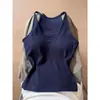 Top minimalista con cuello en U y almohadillas en el pecho, camisola ajustada para mujer, camiseta sin mangas de diseño para deportes y fitness de verano