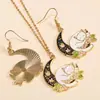 Nuevos Pendientes de Gato Abrazando la Luna con Goteo de Aceite Estilo Moda Europea y Americana de Amazon, Lindos Pendientes Femeninos al por Mayor