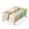 Caja de almacenamiento de acrílico para bolsitas de té transfronteriza con 6 compartimentos espaciosos, estante para bolsitas de té con bordes ondulados transparentes, caja de almacenamiento para hojas de té