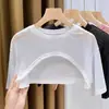 Primavera 2024 poder ooze gaze transparente colete pequeno manga curta verão vestido de alça camisa longa meio curta