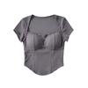 Playera Pure Sexy big U-Age de manga corta para mujer 2023 Verano nuevo top ajustado adelgazante de ombligo corto con almohadilla en el pecho