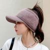 Sombrero de otoño e invierno para mujer, cálido, moderno, de copa vacía, de lana, coreano, tejido, de pelo de conejo, grueso, con protección para las orejas, gorra con visera