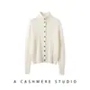 Cárdigan de Punto Trenzado de Color Sólido Vintage, Nuevo Suéter de Cachemira 100% Pura Otoño/Invierno, Chaqueta Casual para Mujer