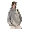 Sudadera con capucha bordada estilo americano de talla grande para mujer, nuevo modelo Primavera y Otoño 2026, diseño holgado, chaqueta superior adelgazante