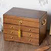 Caja de Joyería de Madera Maciza Caja de Almacenamiento Caja de Joyería de Madera Retro con Cerradura Multicapa Gran Capacidad Caja de Tocador Hogar Terciopelo