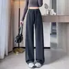 Pantalones Rectos de Pierna Ancha Talla Plus para Mujer Primavera y Otoño 2026 Tejido de Punto Holgado Casual Pantalones Largos hasta el Suelo Versátiles Adelgazantes Pantalones Deportivos