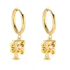 Pendientes de Acero Inoxidable Chapado en Oro 18K con 26 Letras, Pendientes de Zirconia con Forma de Ola de Lujo, Pendientes Elegantes
