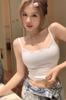 Camisola blanca estilo europeo y americano para mujer, ropa interior de verano, encaje chic francés, top nicho sexy para chica hot para usar como prenda exterior