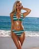 Ventas directas de fábrica de trajes de baño bikini para mujer, conjunto de dos piezas a rayas vintage, traje de baño transfronterizo de comercio exterior para vacaciones de ocio.