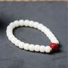 Contas Bodhi de Jade Branco Estilo Antigo com Cinábrio Pulseiras dos Doze Zodíacos, Contas Criativas de Barraca de Mercado Noturno, Contas de Oração