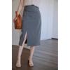 Em Estoque Atacado do Fabricante: Saia Bodycon Elegante e Moderna, Única com Nó na Cintura Cao e Fenda Linha A