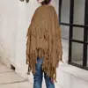 Jaqueta Europeia e Americana com Franjas Nova Simples Aliexpress Exportação Cor Pura Gola Redonda Cadarço Solta Tamanho Grande Top com Franjas Tendência