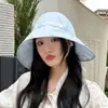 Sombrero de pescador de ala ancha para mujer, fresco al tacto, protector solar para primavera, con cordones, hace que la cara se vea más pequeña, protección UV, sombrero tipo cubo de moda