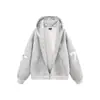 Sudadera con capucha de punto estilo americano para otoño e invierno para mujer, estilo universitario, casual, versátil, corte holgado, adelgazante, chaqueta con cremallera para pareja
