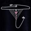 Cadena de cintura con forma de corazón rosa intenso con borde cruzado, tanga sexy de playa de verano con diamantes de imitación, cadena corporal