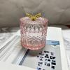 Tarro de cristal rosa con forma de mariposa vintage, de metal, para guardar dulces, joyas, bastoncillos de algodón, hilo dental, vela de aromaterapia para dormitorio