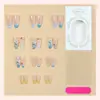 Uñas Portátiles Estilo Francés al por Mayor Flores en Relieve 3D Fábrica de Uñas Artísticas de Comercio Exterior Uñas Postizas Portátiles Terminadas
