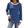 Ropa de Mujer Transfronteriza Europea y Americana 2025 Estación Independiente Amazon Otoño e Invierno Nuevo Cuello Redondo Color de Contraste Manga Larga Camiseta de Punto