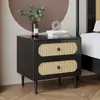 Mesita de Noche de Madera Maciza Vintage Nórdico Simple Moderno Mimbre Pequeño Gabinete B&B Almacenamiento de Dormitorio Cómoda Armario de Almacenamiento