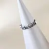 Nafoge joyería de plata al por mayor moda anillo de plata de ley 925 patrón hueco corona abierto para mujer dedo meñique anillo de cola de plata
