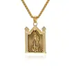 Colar pingente de retrato gótico retrô europeu e americano, aço inoxidável com diamantes, marca de tendência personalizada de nicho, joias transfronteiriças