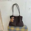 Bolsa de Lona Xadrez Feminina Grande Capacidade 2026 Nova Outono/Inverno Versátil Casual Ombro Único Bolsa de Compras Bolsa para Aula de Estudante