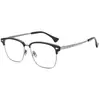 Armazón de Gafas Retro de Titanio Puro Ultraligero con Línea de Ceja para Hombre, Armazón de Gafas Graduadas Media Montura, Armazón Grande para Caras Grandes, Armazón de Titanio para Hombre M8182S