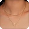 Collar multicapa con colgante de perla de imitación cruzada con cuentas y hebilla de clavícula, anillo de amor con incrustaciones de circonitas para mujer