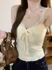 Outono Desejo Puro Camada Interna Camada Base Top Senso de Design Colete Quente Escovado Top Camisola de Renda com Laço Mulheres