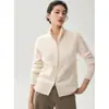 Nueva colección de otoño: Cárdigan de punto de cachemira para mujer con cuello semi-alto, doble cremallera, diseño de punto trenzado, corte holgado y abrigo tipo suéter de estilo coreano