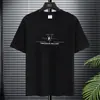 Camiseta Masculina de Manga Curta com Gola Solta, Tecido de Seda Gelada, Tamanho Grande, Estampada, Casual, Respirável, Camiseta Básica de Tamanho Grande