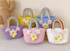 Bolsa de Cuerda de Algodón Bolsa Tejida de Paja Cuerda de Algodón Bolso de Mano de Cuerda de Algodón Bolso de Hombro Bolso de Playa Hueco Bolso Tote Bolsa Tejida Arcoíris