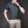 Polo de Hielo de Seda de Verano 2026 para Hombre Fresco Transpirable Secado Rápido Manga Corta Casual de Negocios Cuello Sin Costuras Color Sólido