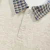 Estilo Japonês Fofo Literário Para o Trabalho Falso Duas Peças Polo Patchwork Xadrez Moletom Feminino Outono Inverno Mais Veludo Solto Emagrecedor Top