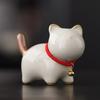 Cerámica Ruyao Adornos de Gatito Lindo Creativos Cerdito Mascotas de Té Accesorios de Escritorio para Interior Juego de Té Accesorios