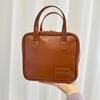 Bolsa Carteiro Quadrada Pequena Francesa Pu Bolsa de Higiene Pessoal, Carteiro Viagem Multifuncional de Alto Valor Armazenamento Particionado Bolsa Cosmética Batom