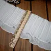 11 cm de Ancho Doble Capa Gasa de Perla Plisado Encaje Dobladillo de Ropa Tela para Falda Cortina Decoración DIY