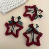 ¡Preferido de Navidad! ¡Pasador de estrella roja! Flequillo con sentido atmosférico clip Accesorios para el cabello de Año Nuevo Cortapelos Pinzas para el cabello roto
