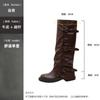 Botas Western con Hebilla de Cinturón de Suela Gruesa para Mujer 2026 Otoño e Invierno Nueva Moda Versátiles Botas Apiladas Plegadas de Longitud Media para Pantalón