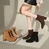 Botas Martin de Tacón Grueso con Flocado para Mujer 2026 Tendencia Elegantes Nueva Temporada Otoño Invierno Botines Delgados con Felpa Talla Grande Tacón Alto